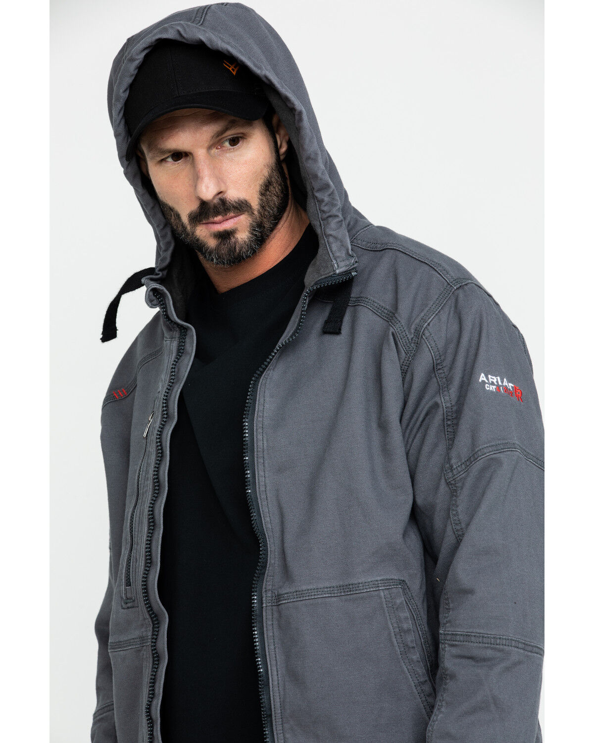 Image #4 - Ariat Men's FR Duralight Stretch Canvas Work Jacket - Tall, Grey, hi-res