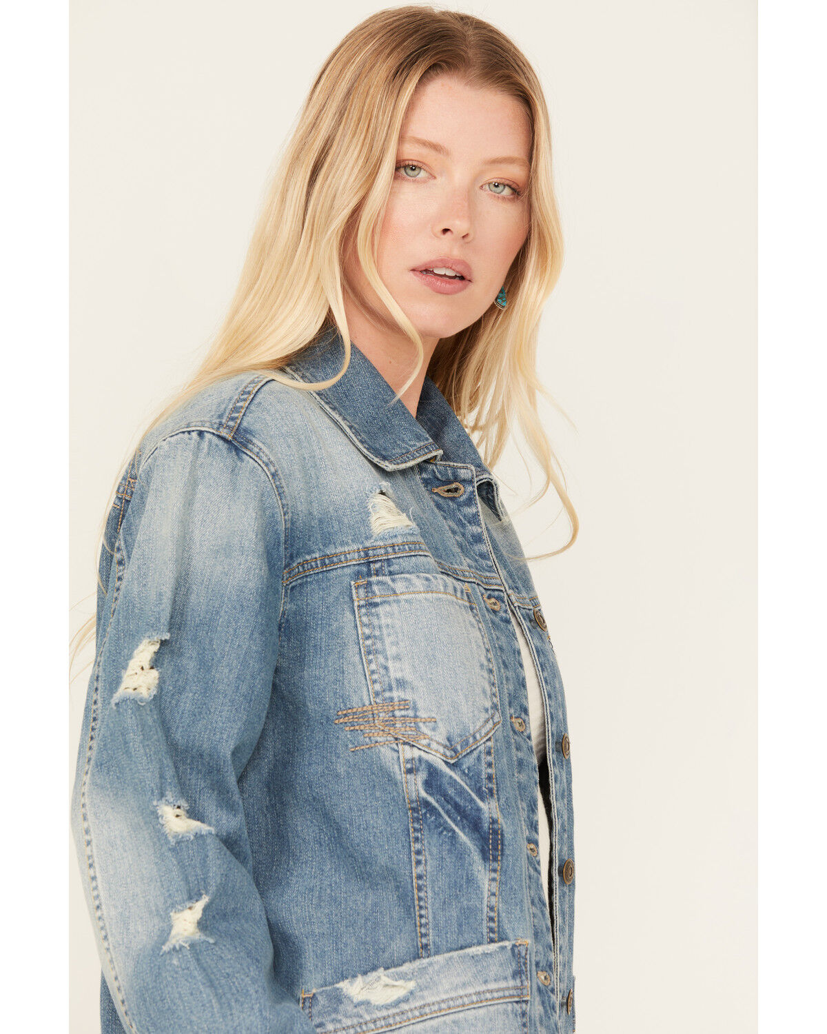 Image #2 - Cleo + Wolf Women's Medium Wash Denim Jacket, Medium Wash, hi-res