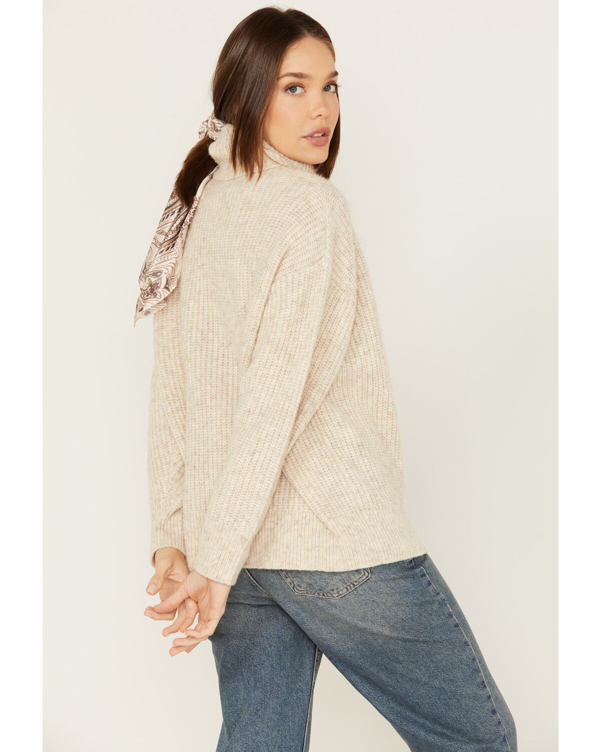 Image #4 - Cleo + Wolf Women's Oversized Turtleneck Sweater, Oatmeal, hi-res