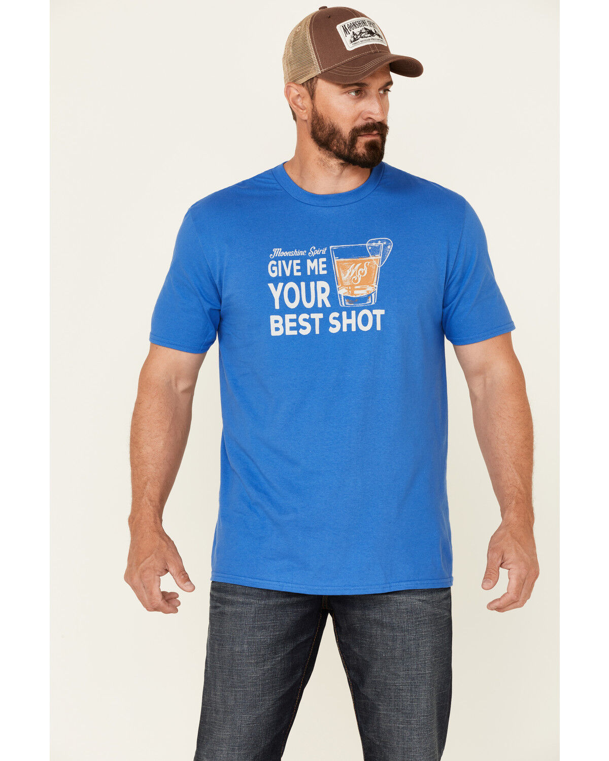 Image #1 - Moonshine Spirit Men's Best Shot Graphic Short Sleeve T-Shirt, Royal Blue, hi-res