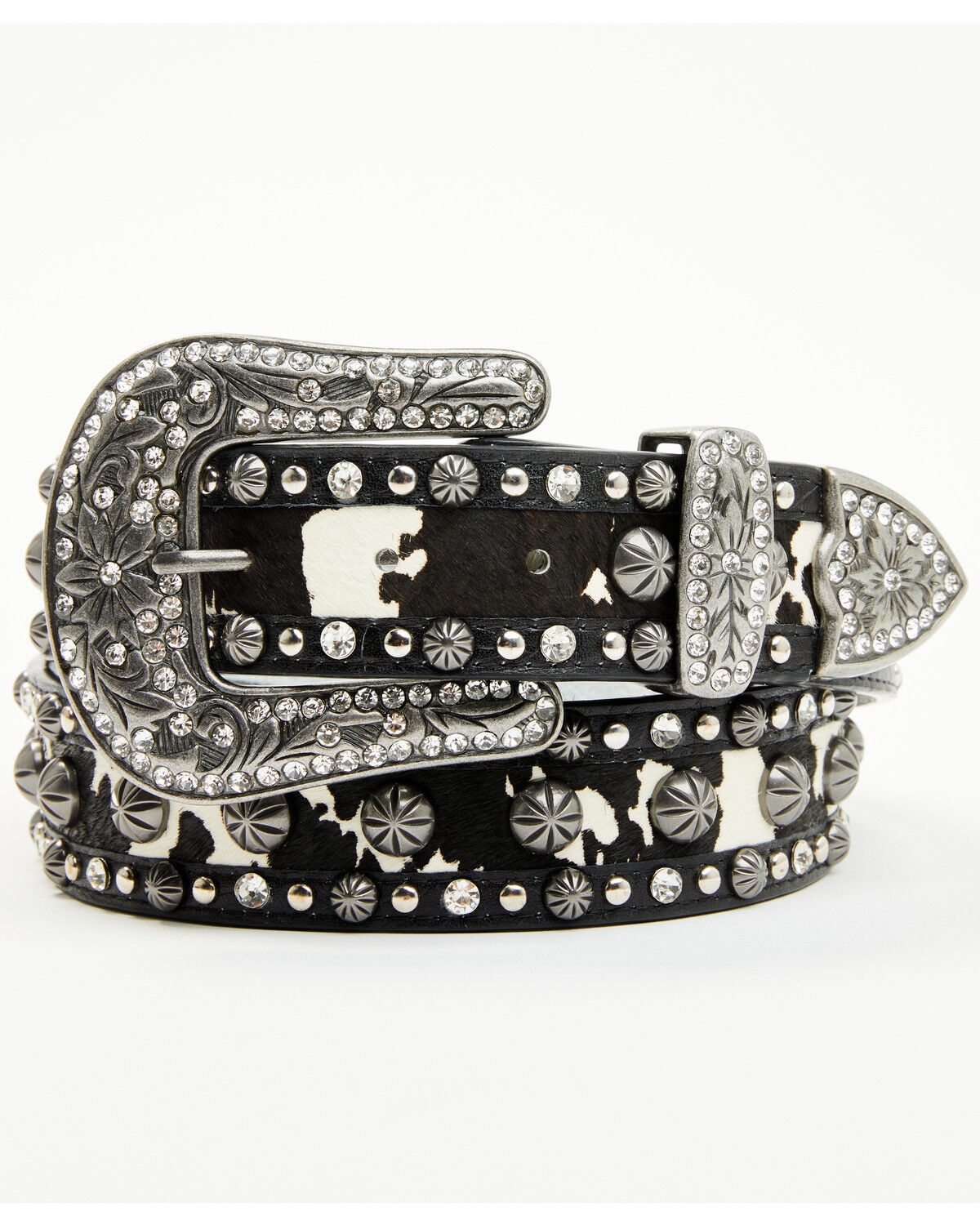 Image #2 - Shyanne Women's Cowhide Underlay Studded Belt, Black, hi-res