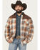 Image #1 - Cody James Men's Plaid Print Flannel Sherpa Lined Shirt Jacket, Dark Brown, hi-res