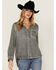 Velvet Heart Women's Elisa Washed Out Button-Up Long Sleeve Shirt, Charcoal, hi-res