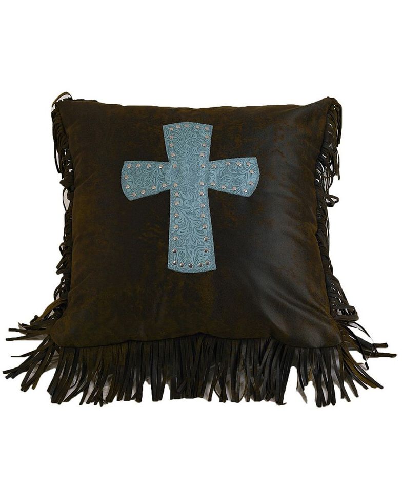 HiEnd Accents Cheyenne Turquoise  Cross Pillow, Multi, hi-res