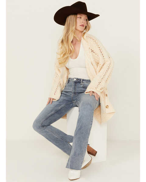 Image #1 - Free People Women's Cable Knit Button-Down Cardigan , Ivory, hi-res
