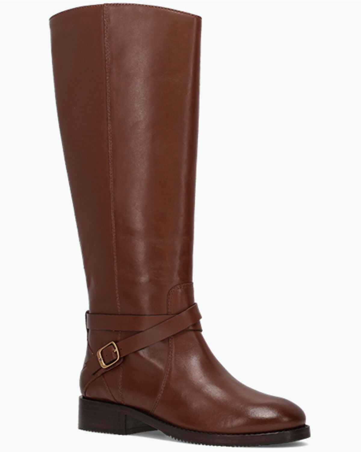 Image #1 - Frye Women's Melissa Belted Riding Wide Calf Fashion Boots - Round Toe, Brown, hi-res