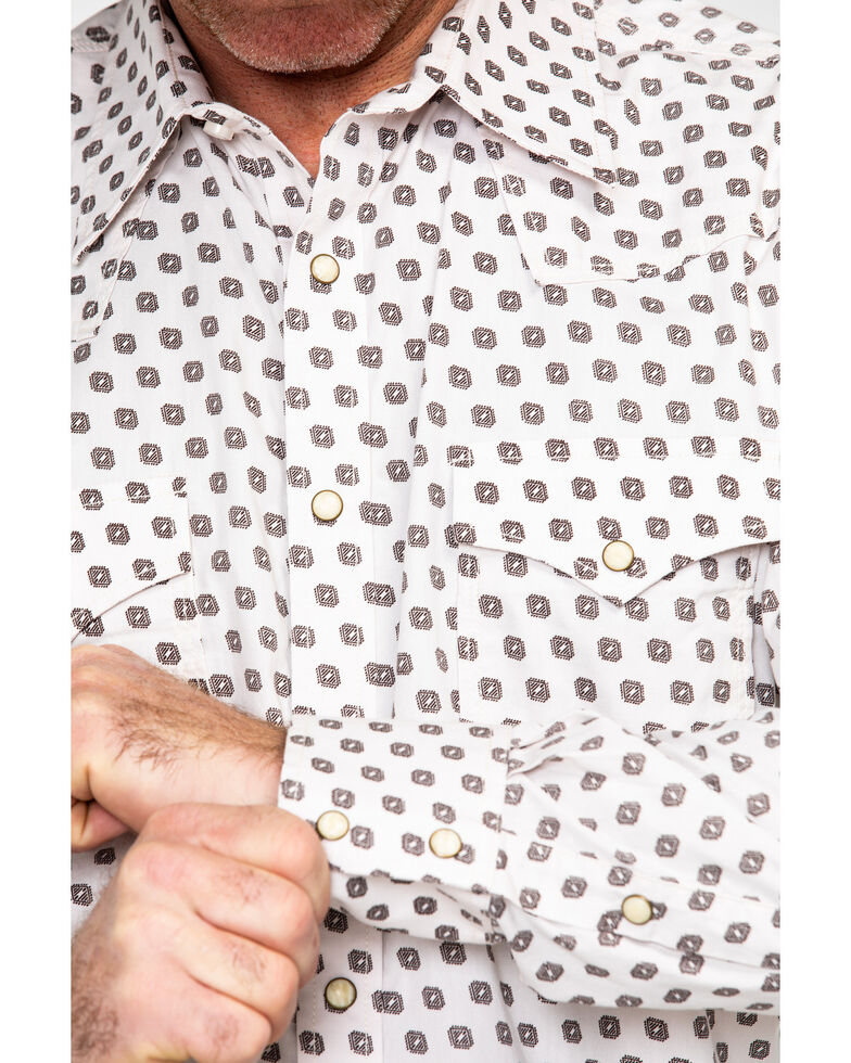Rock & Roll Denim Men's Crinkle Washed Poplin Print Long Sleeve Western Shirt , Cream, hi-res