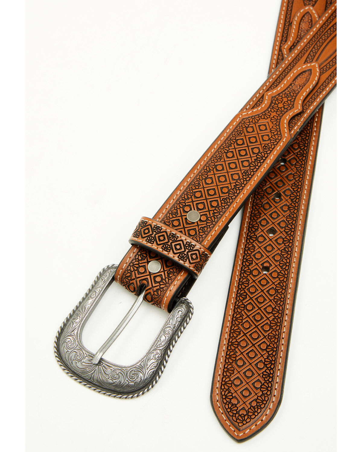 Image #2 - Cody James Men's Geo Embossed Western Belt, Brown, hi-res