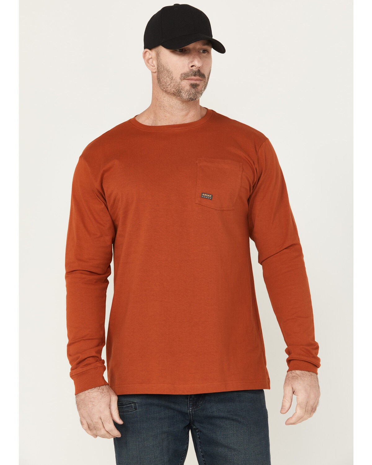 Image #2 - Ariat Men's Rebar Cotton Strung Long Sleeve Work Shirt, Brown, hi-res