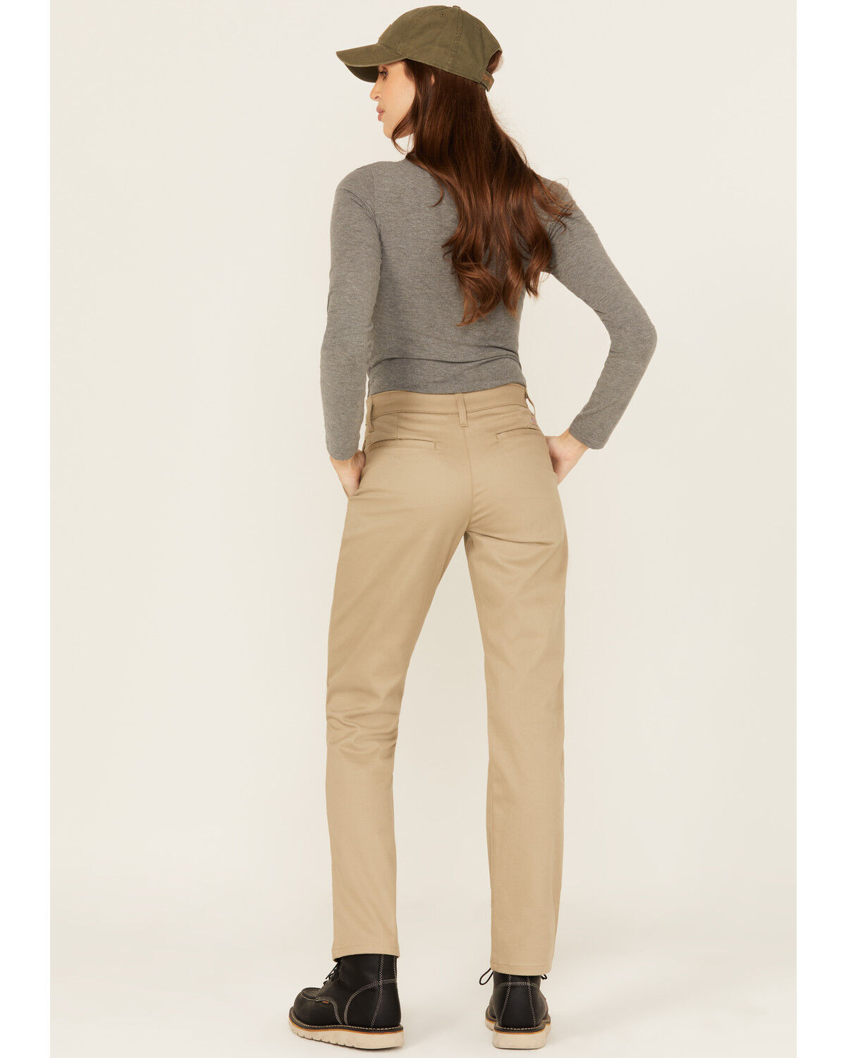 Image #3 - Dickies Women's Mid Rise Straight Stretch Twill Work Pants, Sand, hi-res