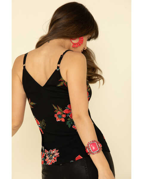 Image #3 - Shyanne Women's Black Floral Button Tie Tank Top, Black, hi-res