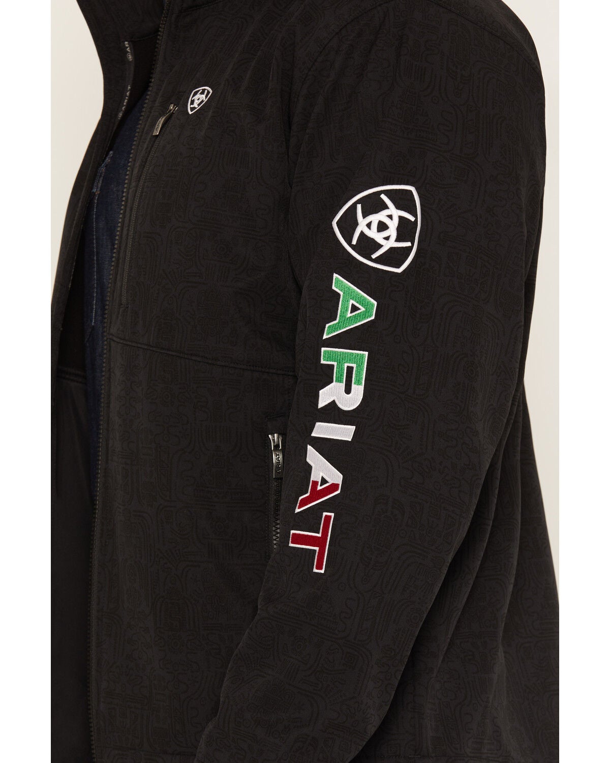 Image #3 - Ariat Men's Printed Concealed Carry Softshell Jacket, Black, hi-res