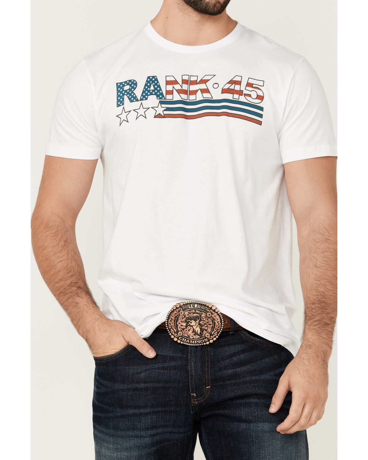 Image #3 - RANK 45® Men's Americana Logo Short Sleeve Graphic T-Shirt, White, hi-res
