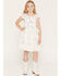 Image #1 - Sugar California Girls' Floral Print Lace Short Sleeve Dress, Ivory, hi-res