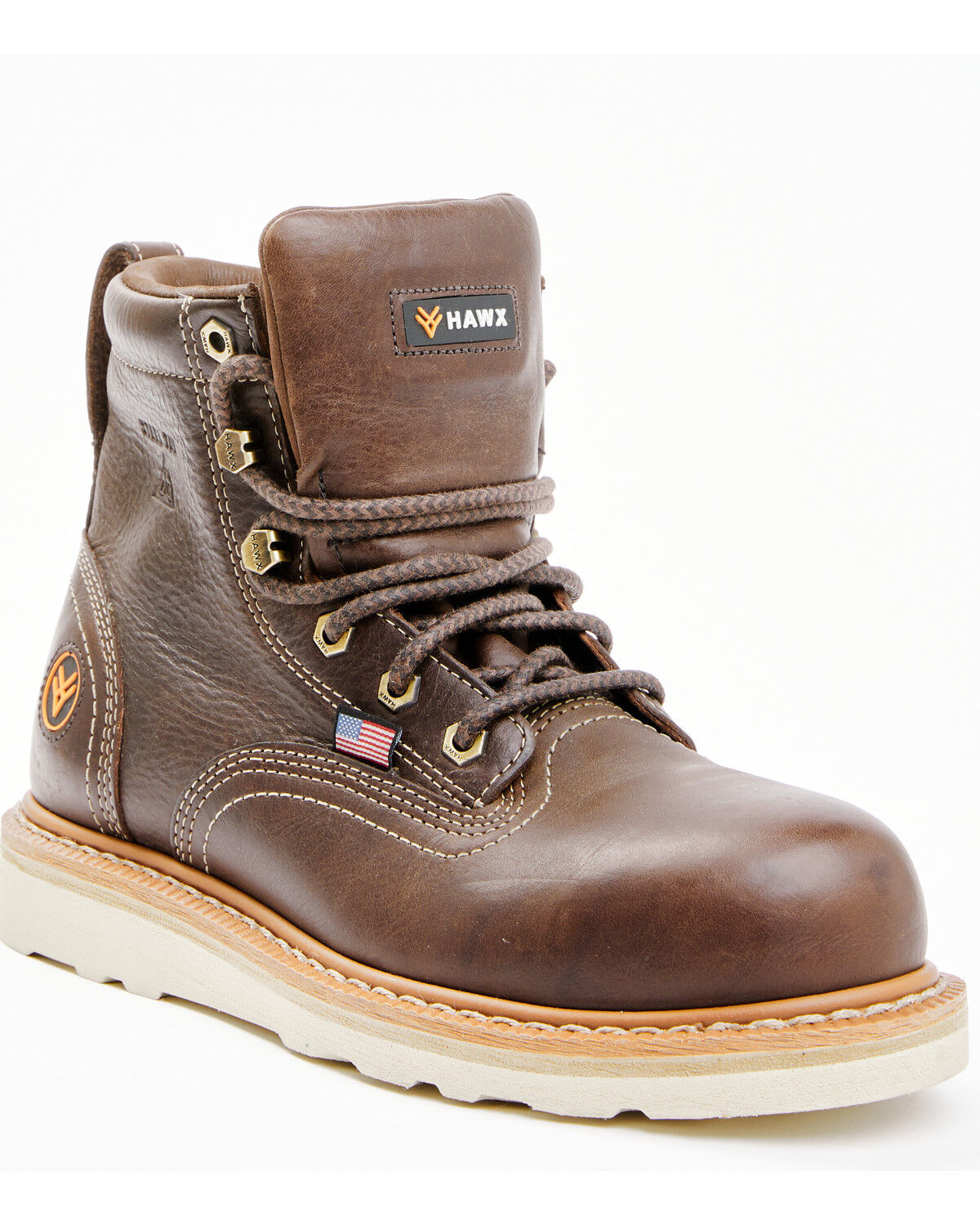 Image #1 - Hawx Men's USA Wedge Value Work Boots - Steel Toe, Brown, hi-res