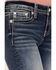 Image #4 - Miss Me Women's Dark Wash Mid Rise Cross Pocket Bootcut Stretch Denim Jeans, Dark Wash, hi-res