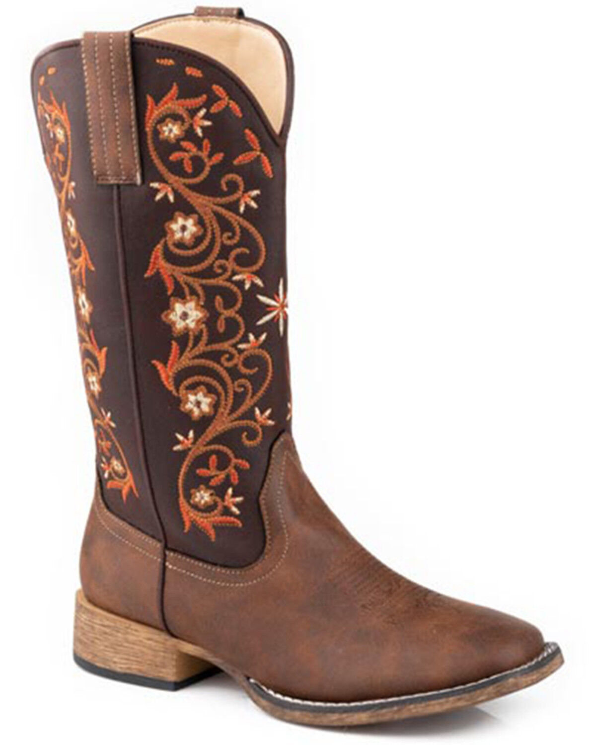 Image #1 - Roper Women's Bailey Vines Western Boots - Square Toe, Brown, hi-res