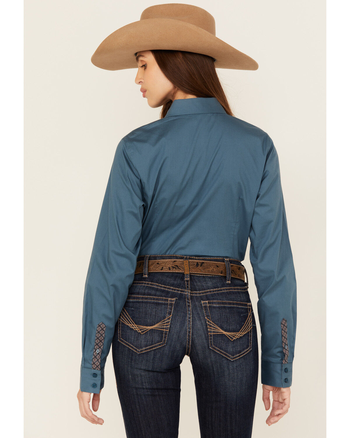 Image #4 - Cinch Women's Solid Long Sleeve Button-Down Stretch Western Shirt, Teal, hi-res