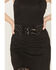 Image #3 - Rock & Roll Denim Women's Faux Suede Fringe Belted Sleeveless Midi Dress, Black, hi-res
