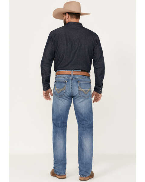 Image #3 - Rock 47 by Wrangler Men's MRS47 Light / Medium Wash Slim Straight Stretch Denim Jeans, Light Medium Wash, hi-res