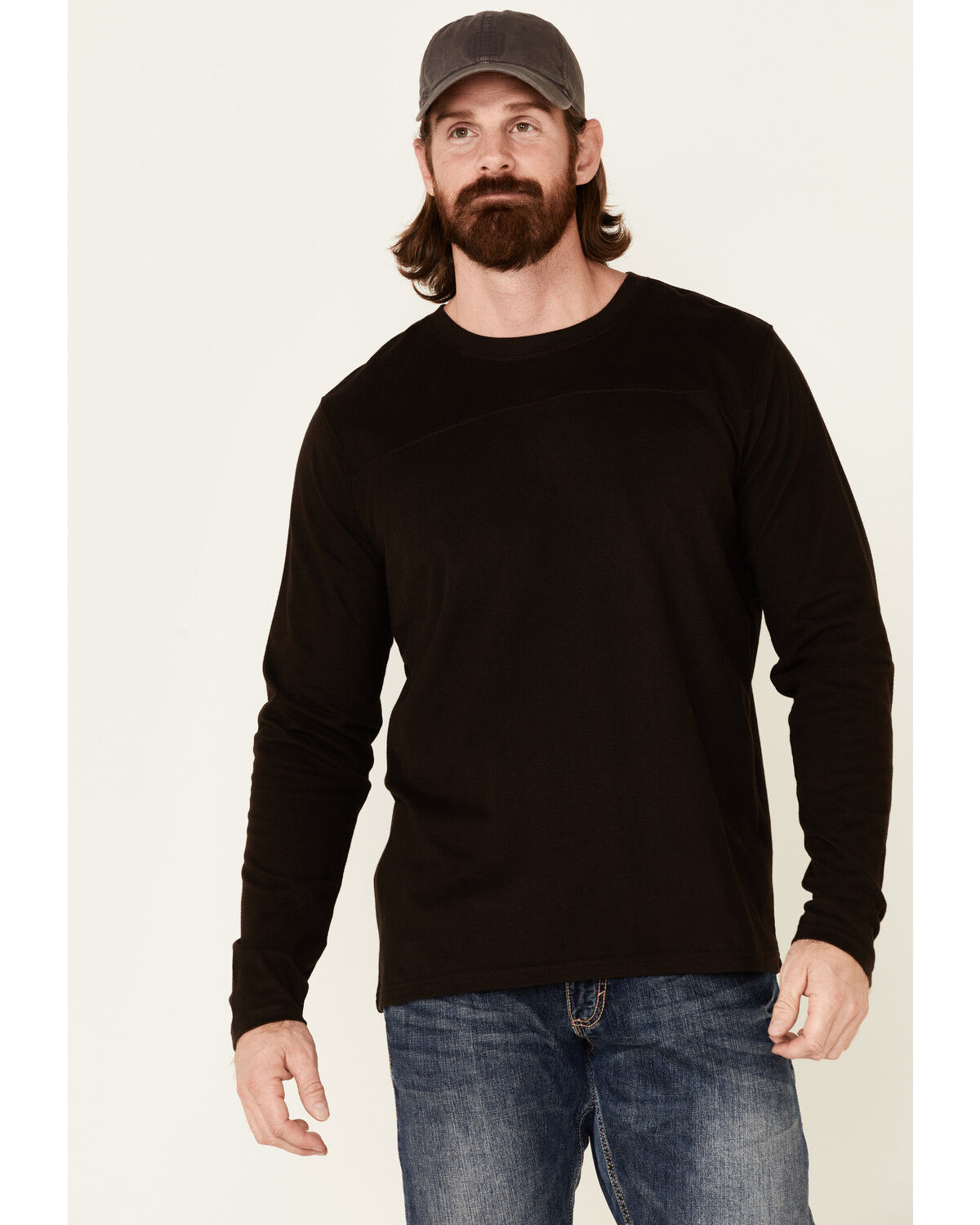 Image #1 - North River Men's Brown Moleskin Crew Long Sleeve T-Shirt, Brown, hi-res