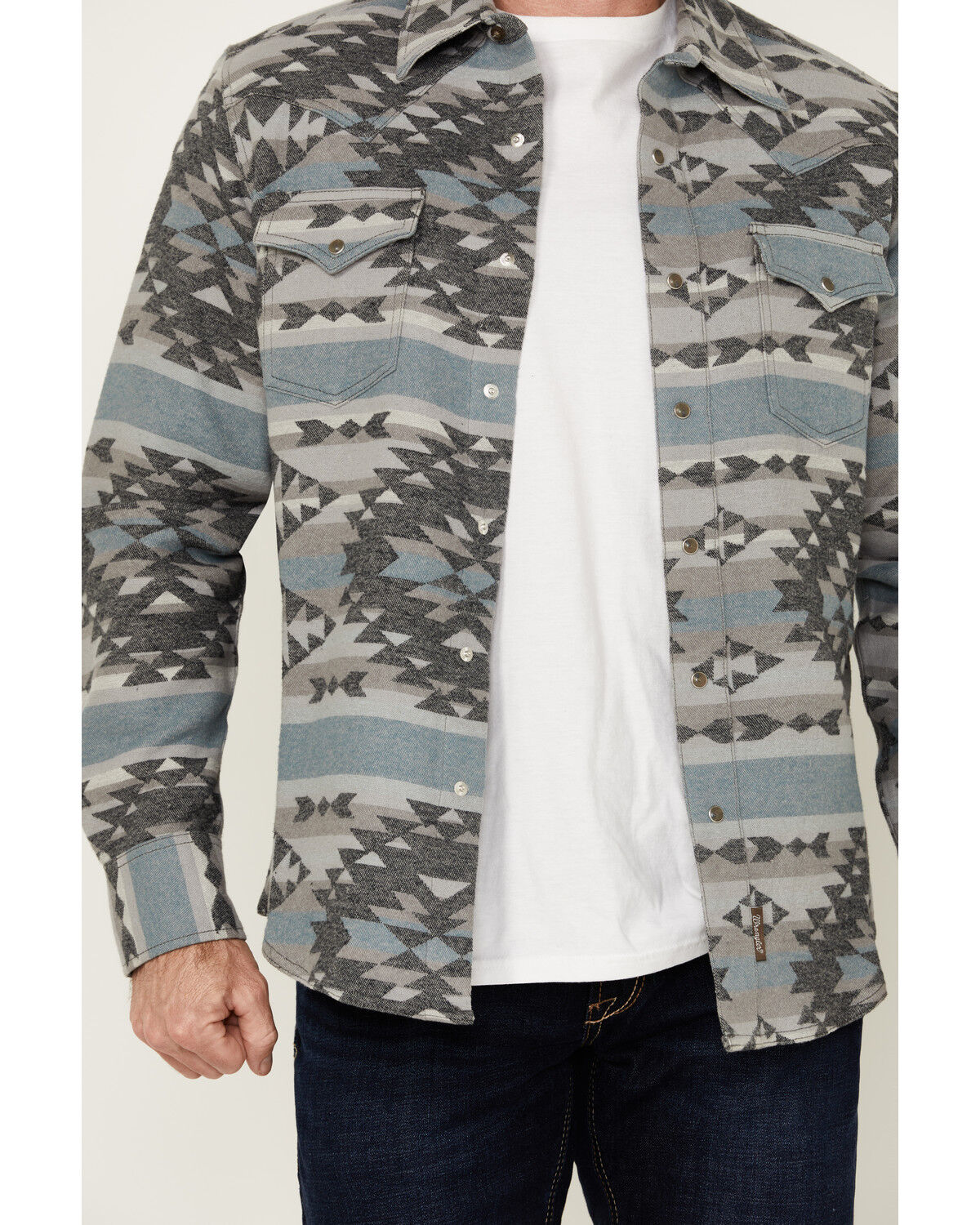 Image #3 - Wrangler Retro Men's Southwestern Print Shirt Jacket, Blue, hi-res