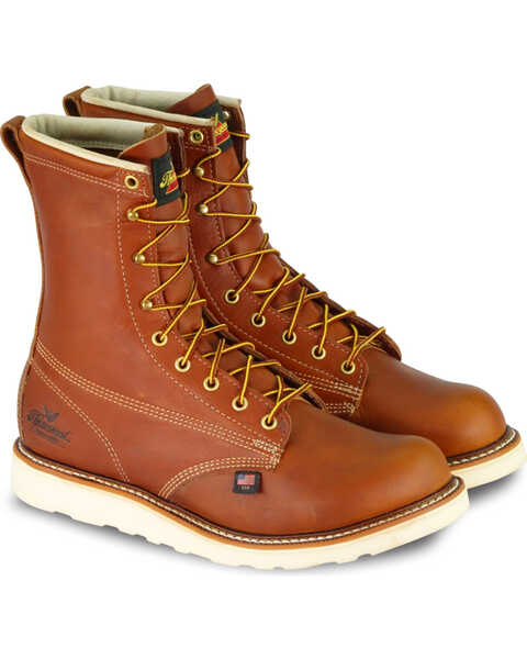 Image #1 - Thorogood Men's American Heritage Made In The USA Waterproof Wedge Sole Boots - Composite Toe, Brown, hi-res