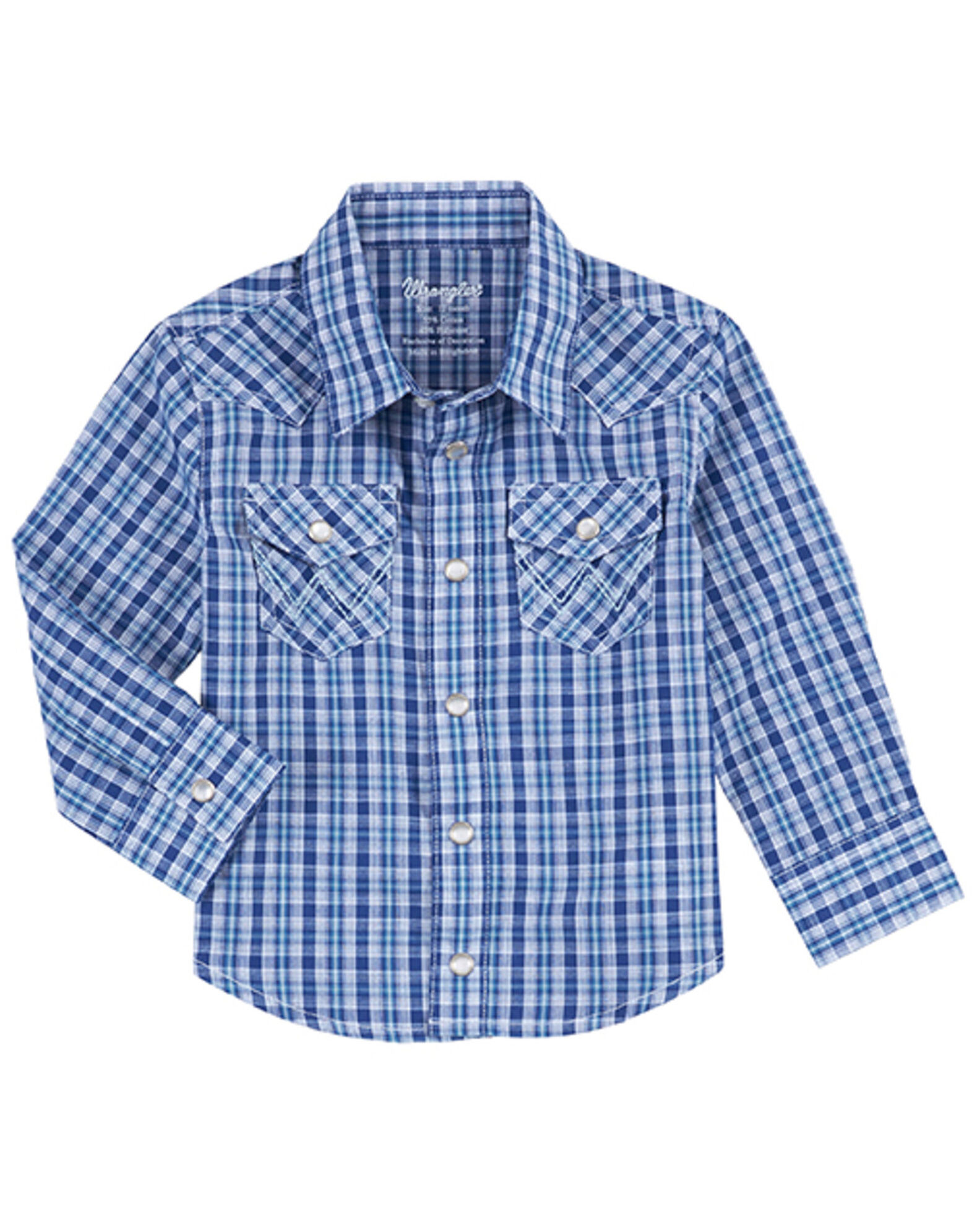 Wrangler Boys Plaid Print Long Sleeve Snap Western Shirt Infant