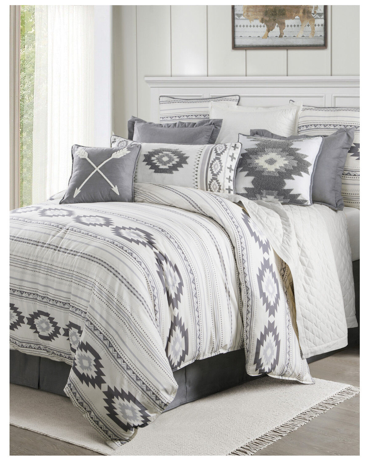 Image #1 - HiEnd Accents Free Spirit Super King Bedding Set, Grey, hi-res