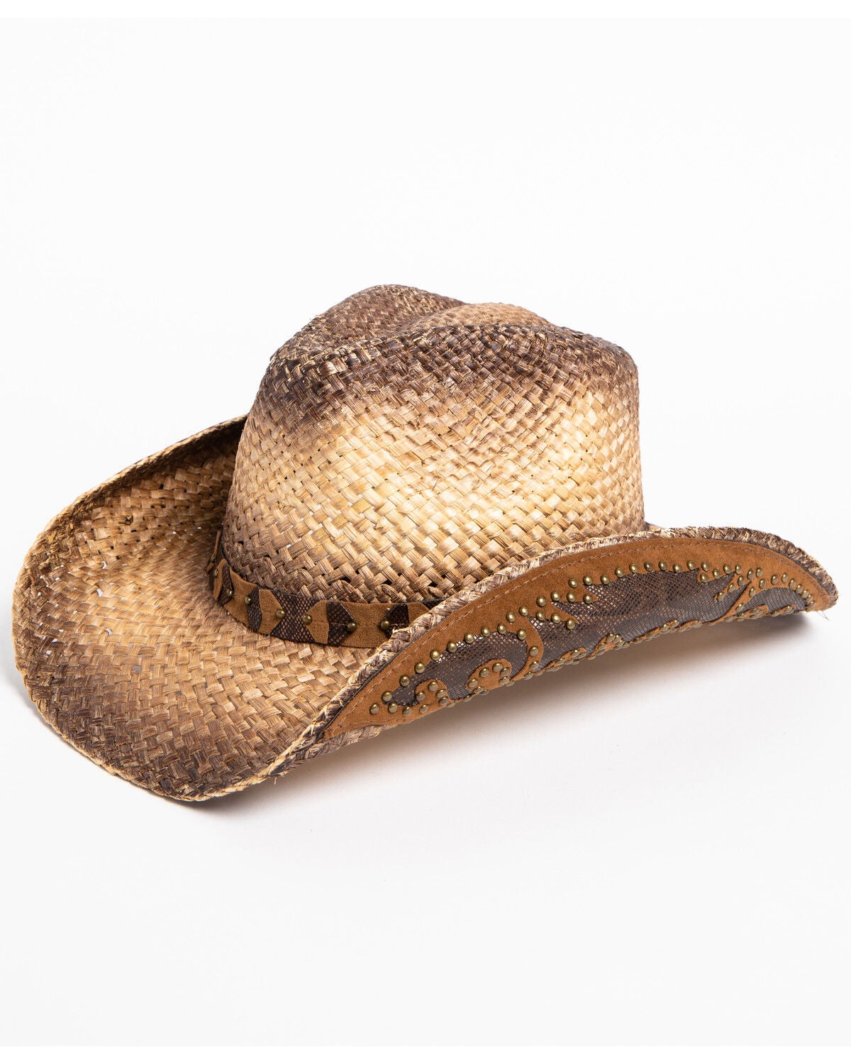 Shyanne Women's Rustic Straw Cowboy Hat, Brown, hi-res