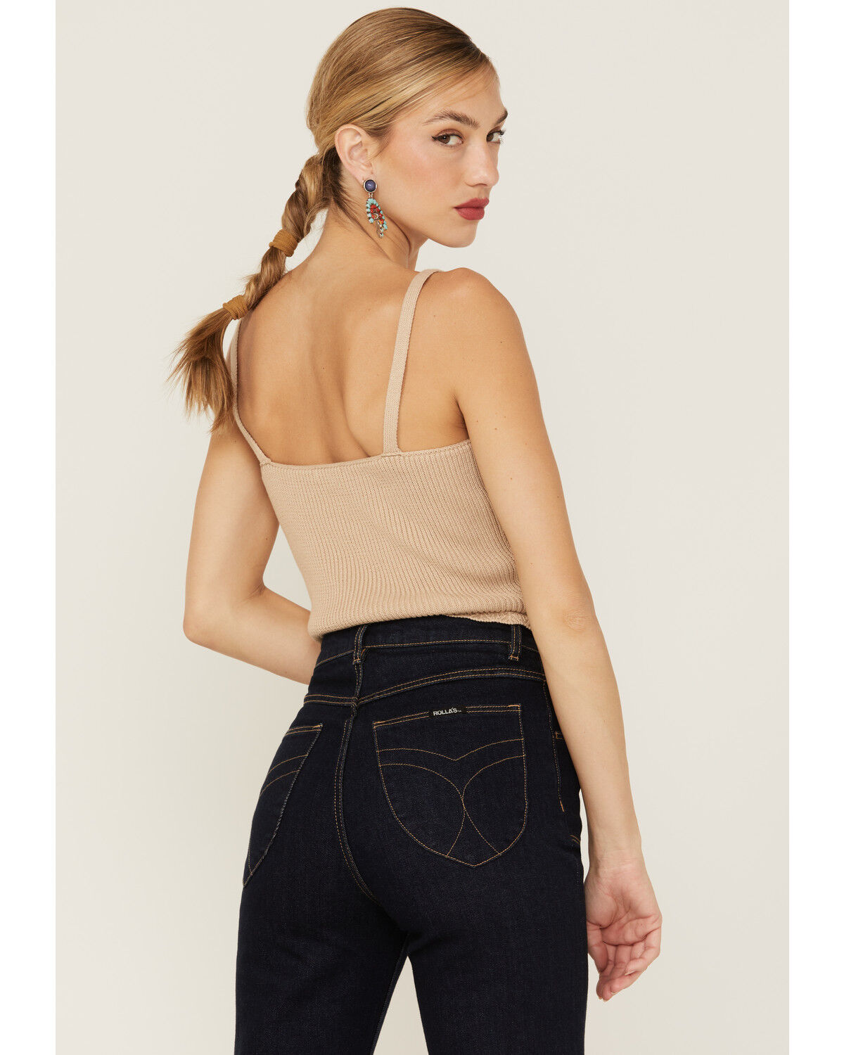 Image #3 - Lush Women's Multicolored Knit Stripe Sweater Tank, Rust Copper, hi-res