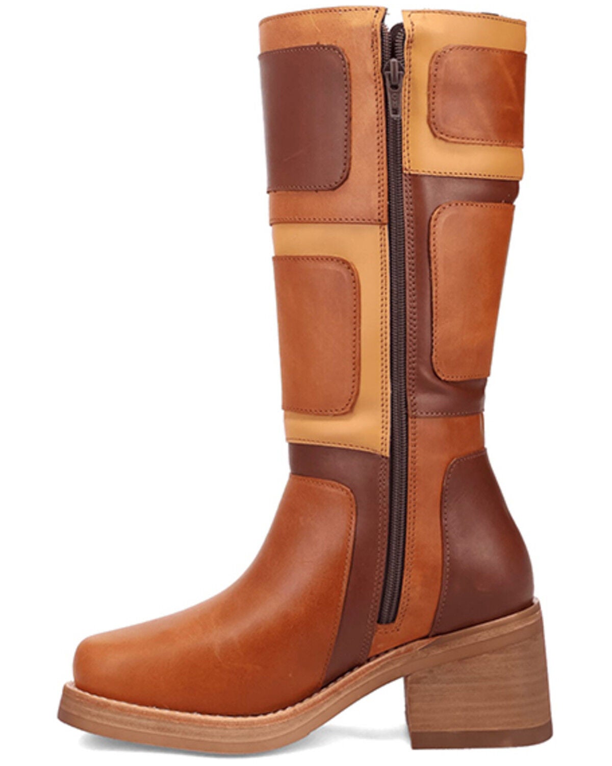 Image #3 - Dingo Women's Multi Patches Fashion Boots - Round Toe, Tan, hi-res