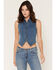 Image #1 - Ashley Women's Zip Front Fitted Denim Vest, Medium Wash, hi-res