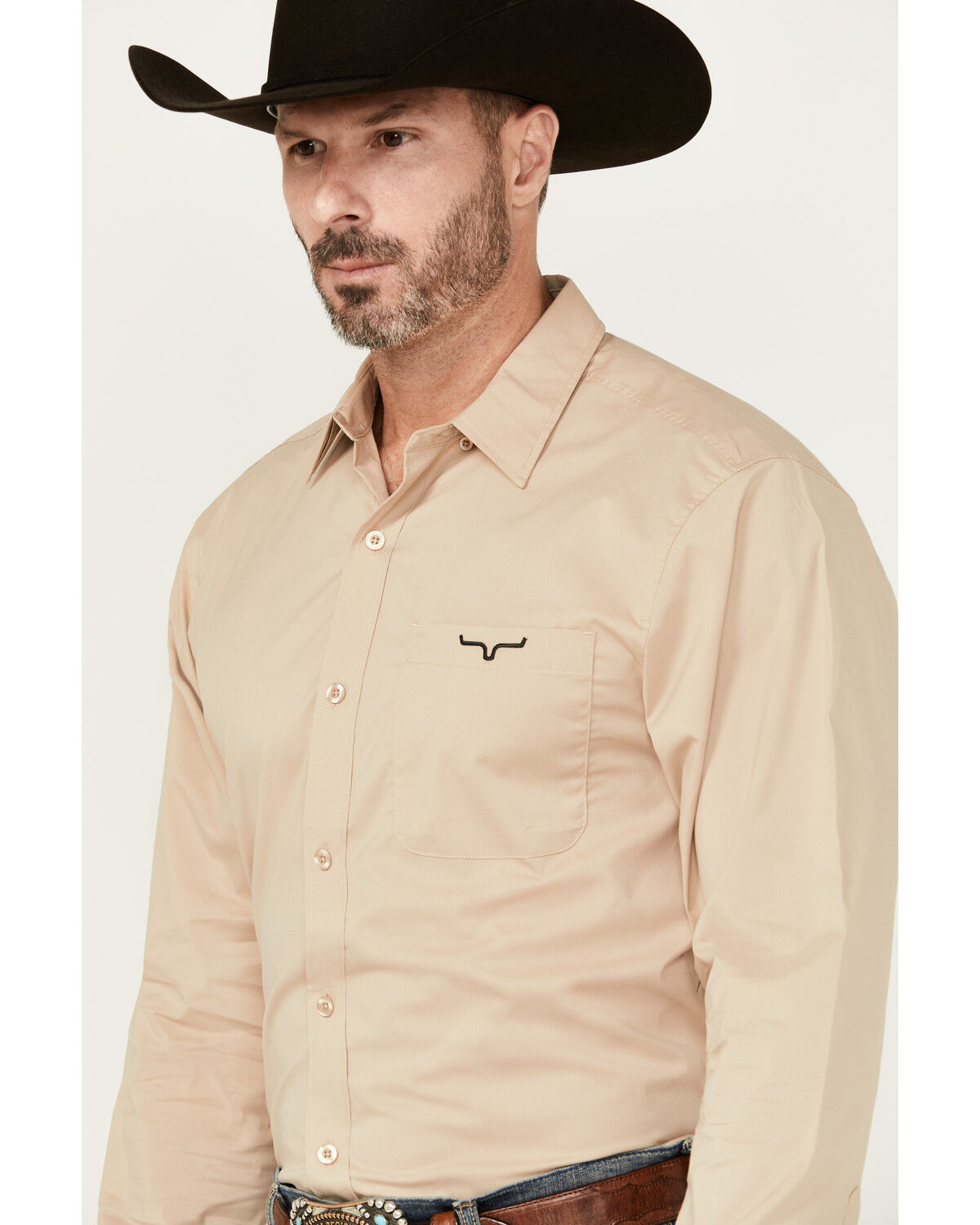 Image #2 - Kimes Ranch Men's Team Solid Long Sleeve Button-Down Performance Western Shirt, Beige, hi-res