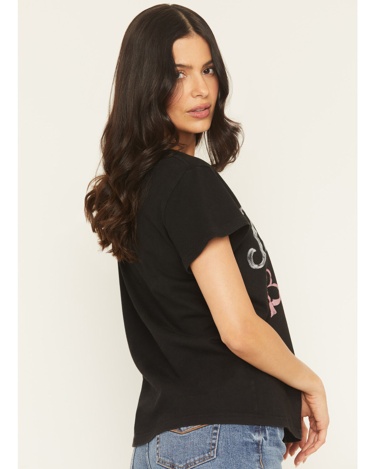 Image #2 - People of Leisure Women's Jelly Roll Beautifully Broken Short Sleeve Graphic Tee, Black, hi-res