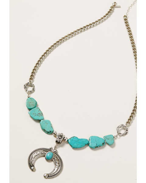 Image #3 - Shyanne Women's Midnight Sky Squash Blossom Turquoise Stone Necklace, Silver, hi-res