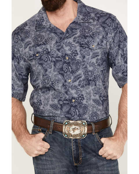 Image #3 - Wrangler Men's Coconut Cowboy Short Sleeve Snap Western Shirt, Blue, hi-res