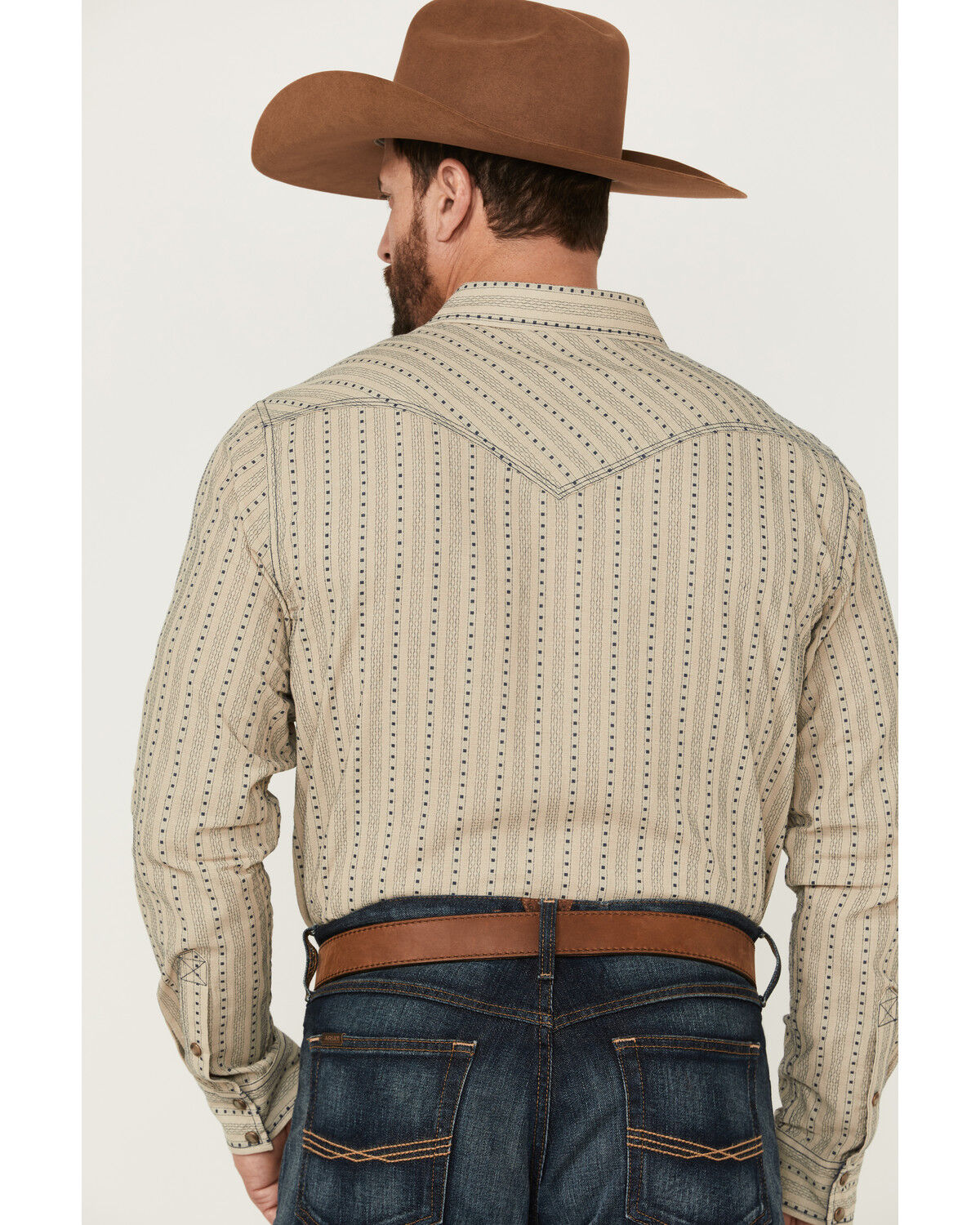 Image #4 - Moonshine Spirit Men's Dobby Stripe Long Sleeve Snap Western Shirt, , hi-res