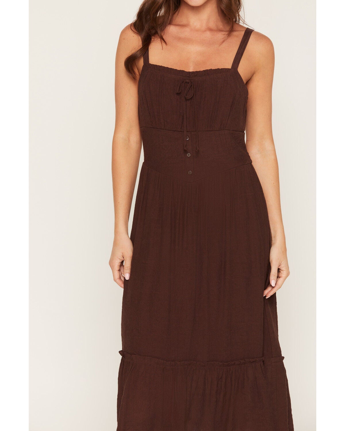 Image #3 - June & Hudson Women's Corset Button-Down Sleeveless Midi Dress, Chocolate, hi-res