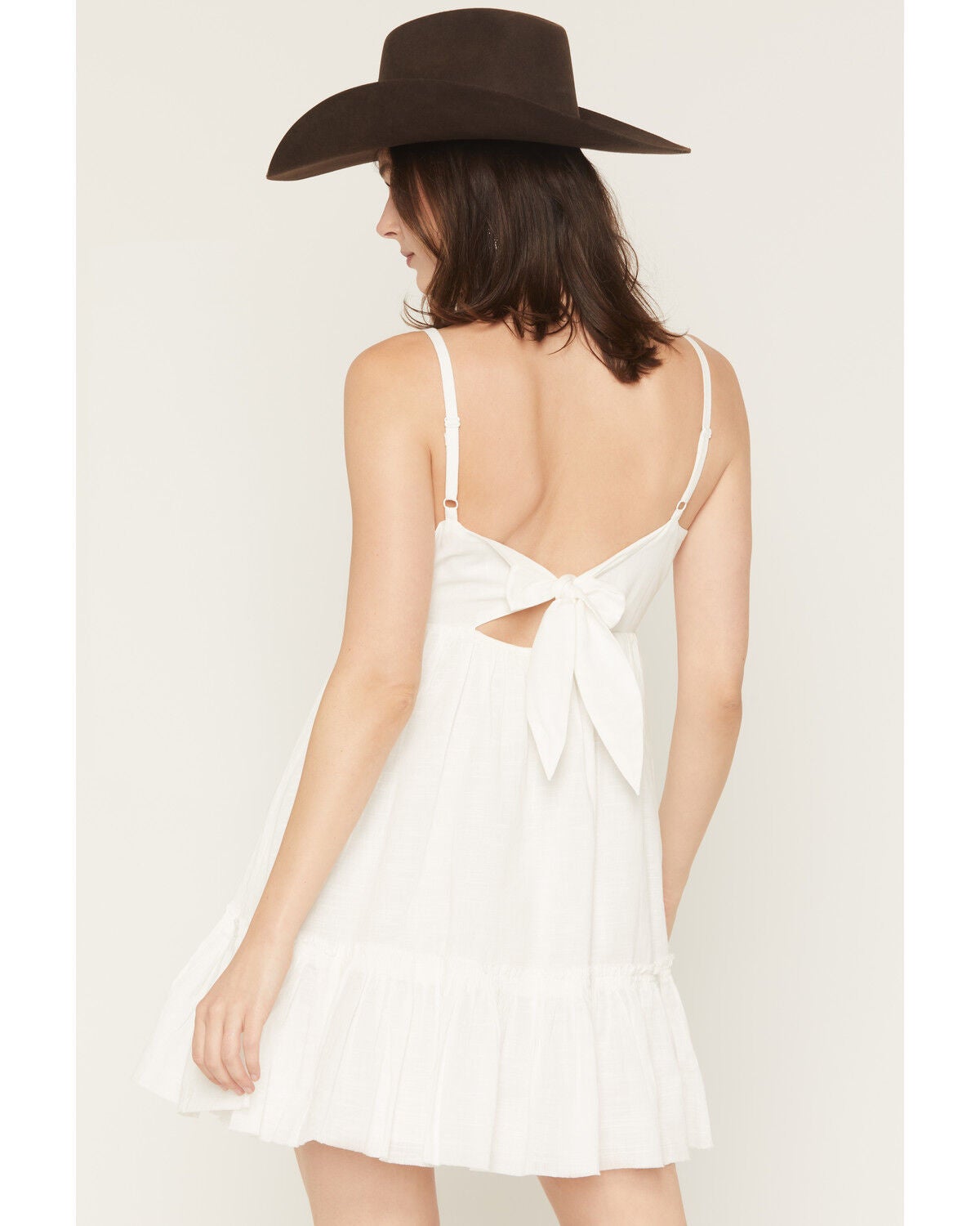 Image #6 - Shyanne Women's Tiered Tie-Back Mini Dress, White, hi-res