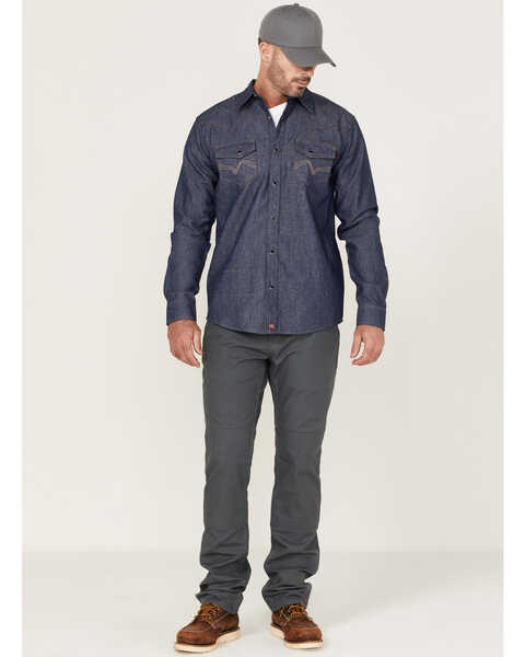 Image #2 - Cody James Men's FR Denim Mount Vernon Long Sleeve Snap Work Shirt , Indigo, hi-res