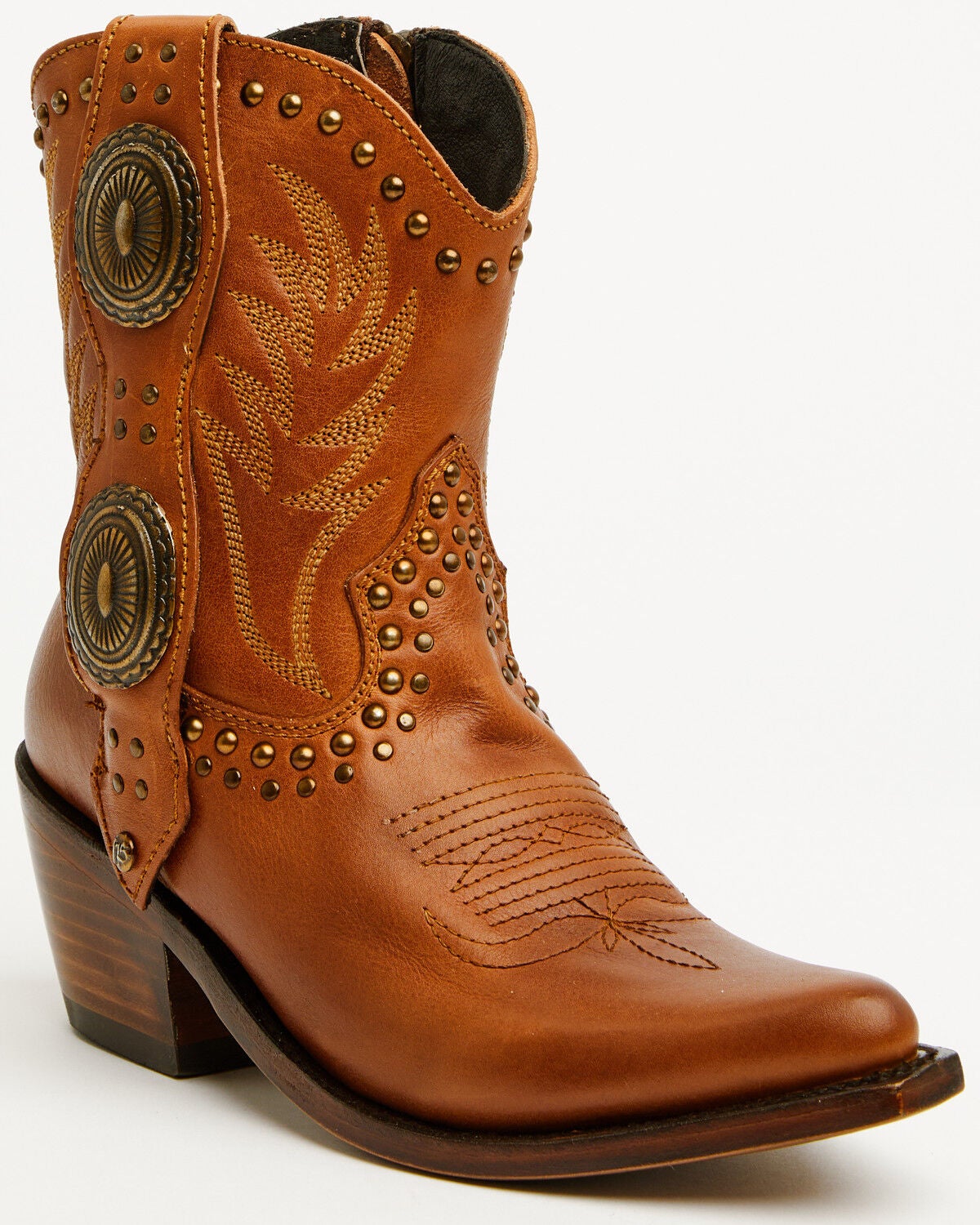 Liberty Black Women's Shirley Concho Western Booties - Snip Toe, Tan, hi-res