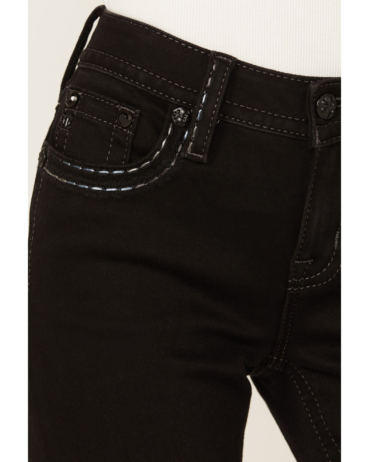 Image #4 - Miss Me Women's Mid Rise Border Pocket Bootcut Stretch Denim Jeans, , hi-res