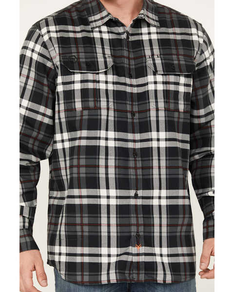 Image #3 - Hawx Men's FR Plaid Print Long Sleeve Button-Down Work Shirt , Charcoal, hi-res