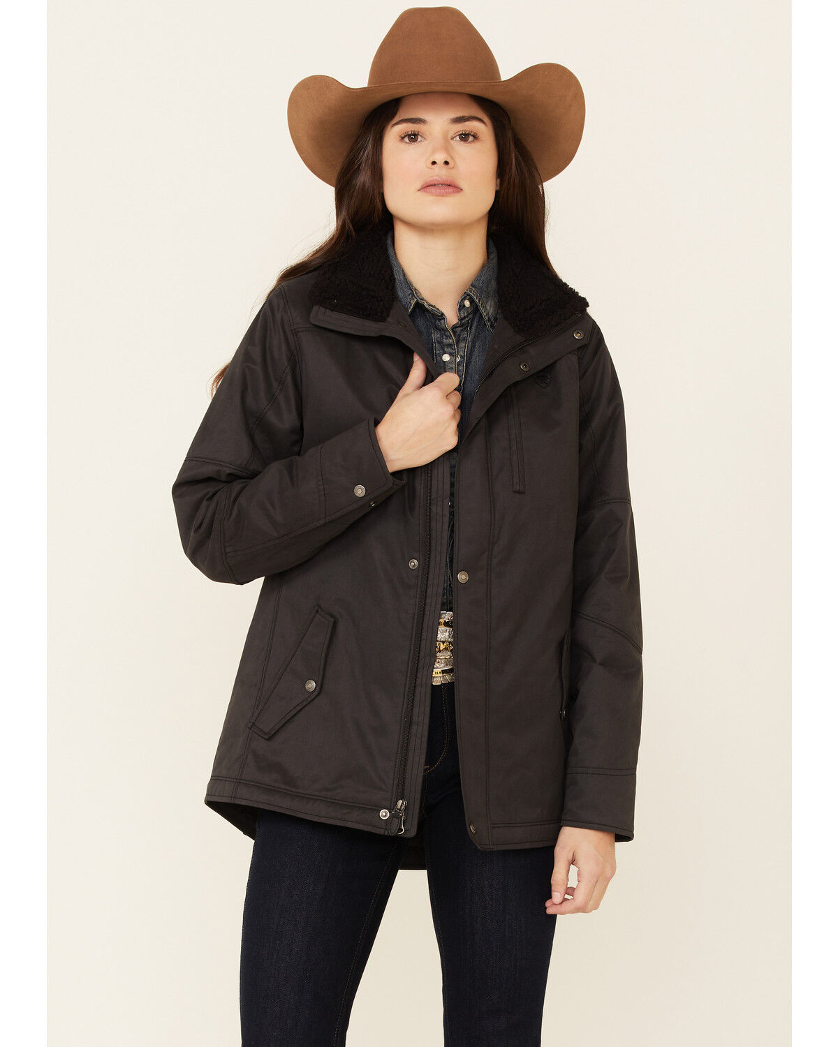 Image #1 - Ariat Women's Solid Grizzly Poly-Fill Canvas Jacket, Charcoal, hi-res
