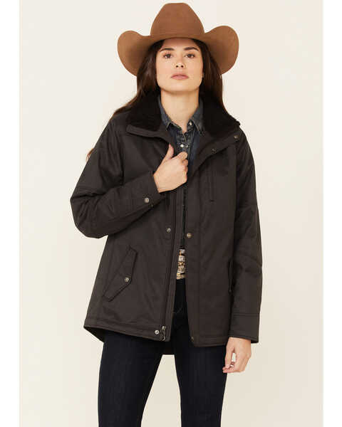 Image #1 - Ariat Women's R.E.A.L. Solid Grizzly Poly-Fill Canvas Jacket , Charcoal, hi-res