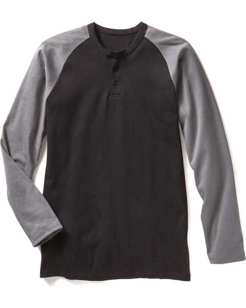 Image #1 - Rasco Men's FR Preshrunk Henley T-Shirt , Black, hi-res