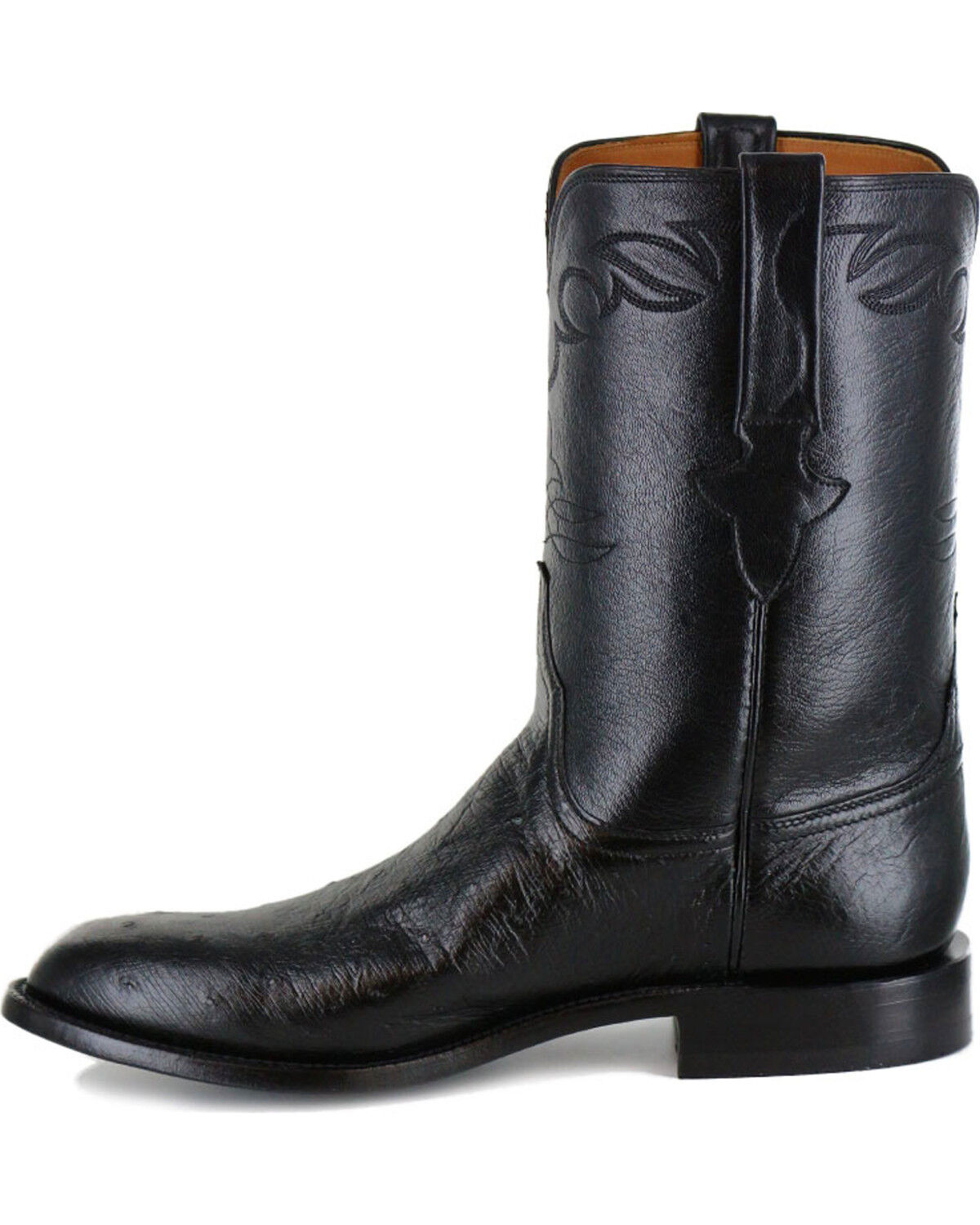 Image #3 - Lucchese Men's Handmade Ward Smooth Ostrich Roper Boots - Round Toe, , hi-res