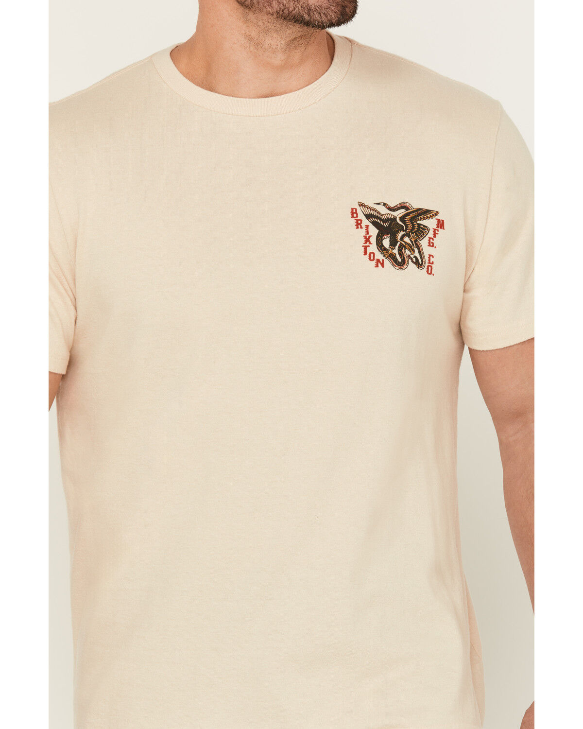 Image #3 - Brixton Men's Battle Logo Short Sleeve Graphic T-Shirt, Cream, hi-res