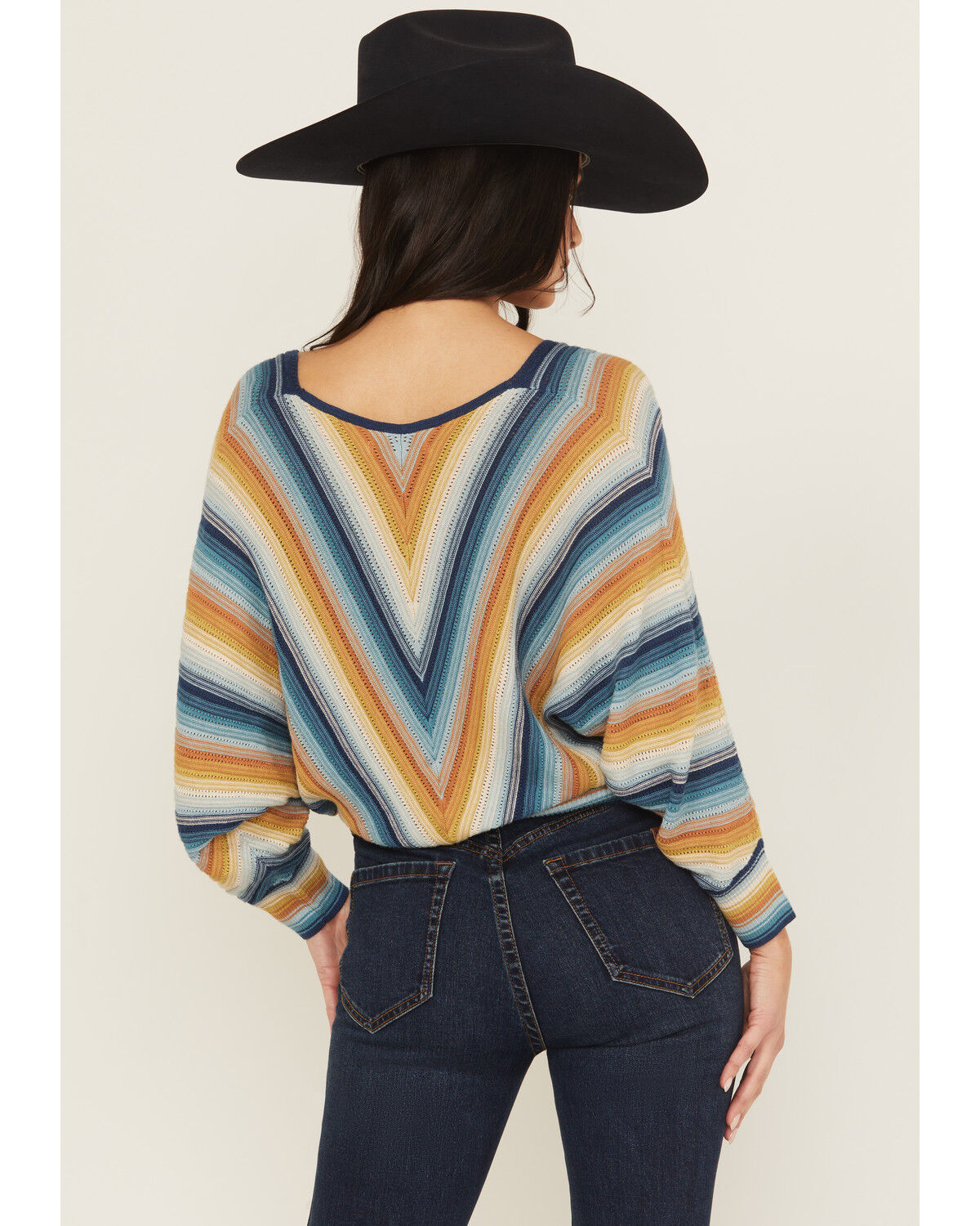 Image #4 - Shyanne Women's Striped Dolman Sleeve Sweater, Navy, hi-res